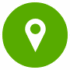 Icône d'activités de loisir et d'adresse Icône verte de localisateur de lieu pour activités de loisir, symbolisant voyage et exploration.